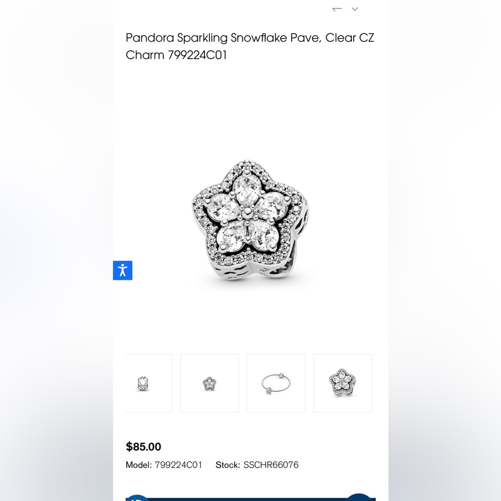 Pandora Sparkling Snowflake Pave Charm - NWOT